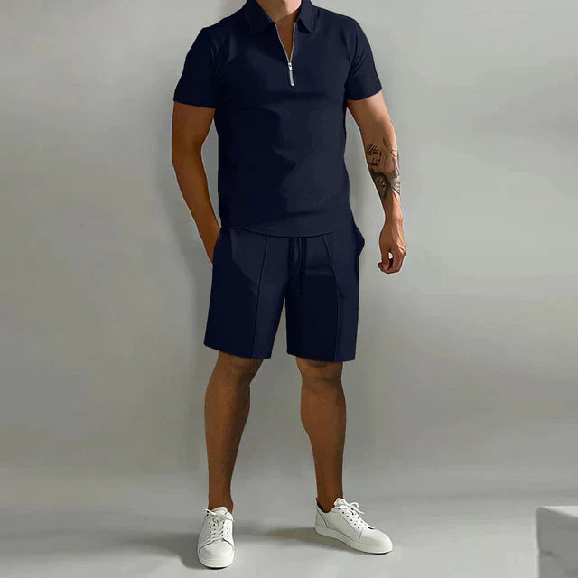 Short Sleeve Polo Shirt and Shorts Set for Men