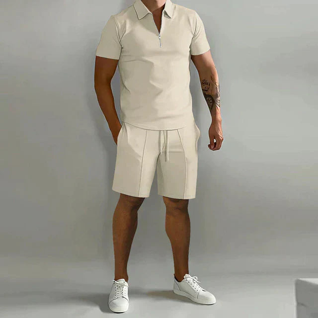 Short Sleeve Polo Shirt and Shorts Set for Men