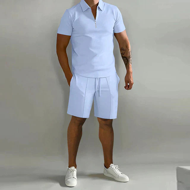 Short Sleeve Polo Shirt and Shorts Set for Men