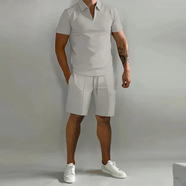 Short Sleeve Polo Shirt and Shorts Set for Men