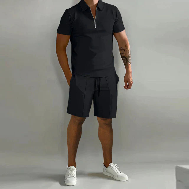 Short Sleeve Polo Shirt and Shorts Set for Men