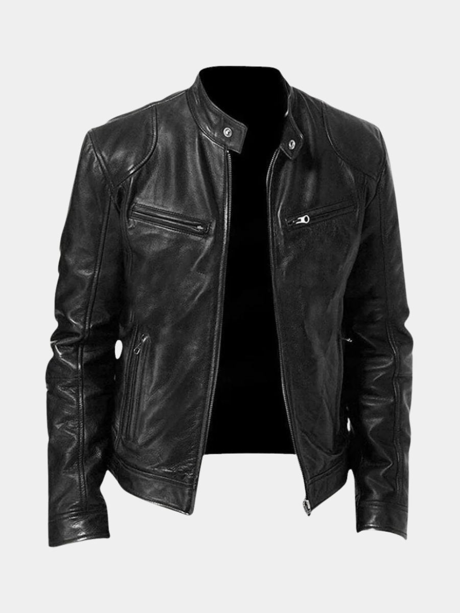 Zip-Up Leather Jacket for Men