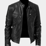Zip-Up Leather Jacket for Men