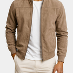 Suede Zip-Up Bomber Jacket for Men