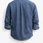 Denim Button-Down Shirt with Chest Pocket for Men