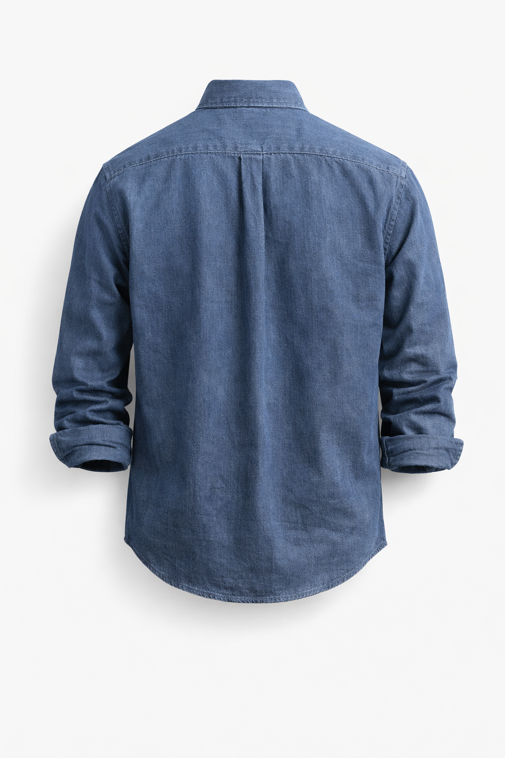 Denim Button-Down Shirt with Chest Pocket for Men