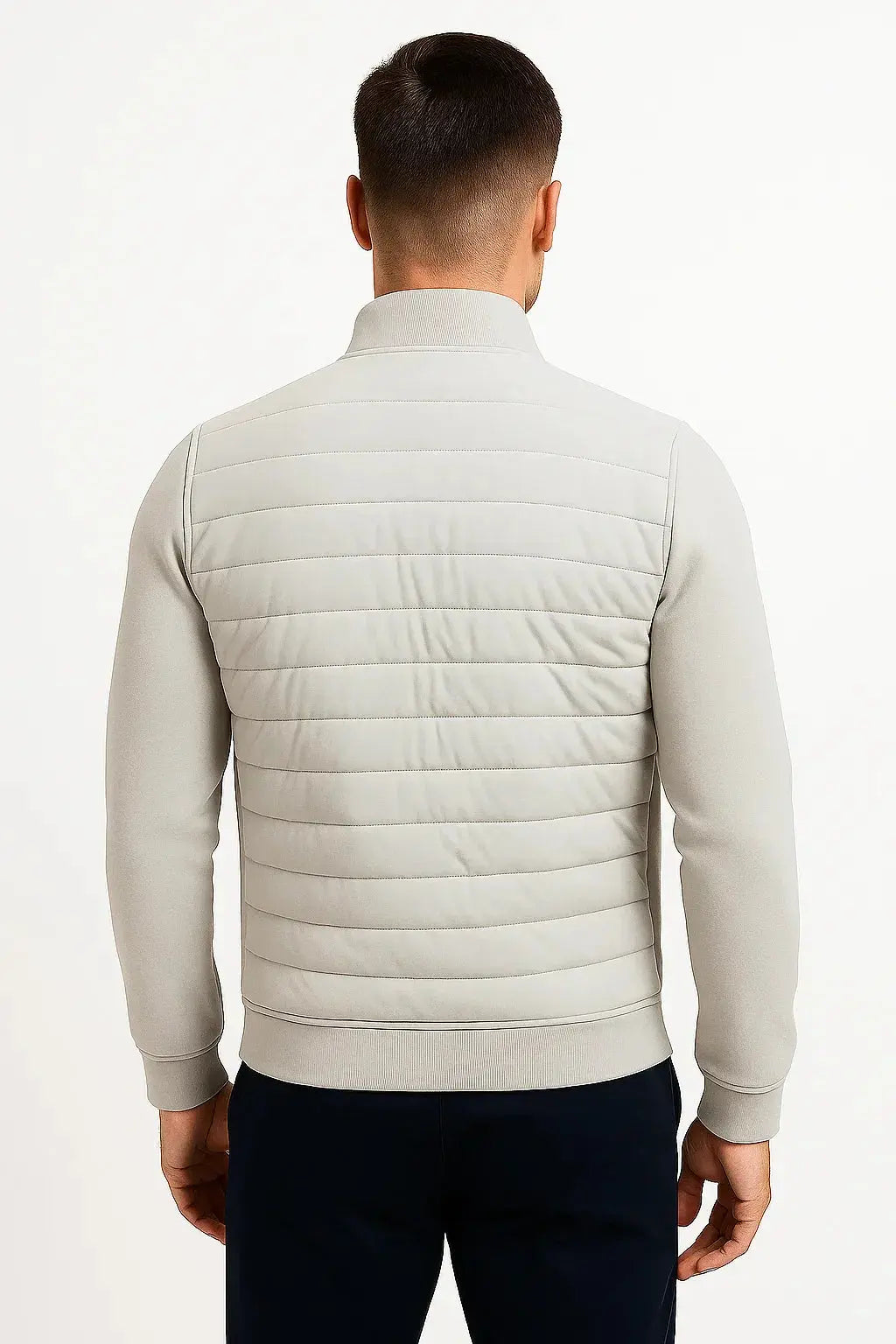 Quilted Hybrid Jacket with Knitted Sleeves for Men