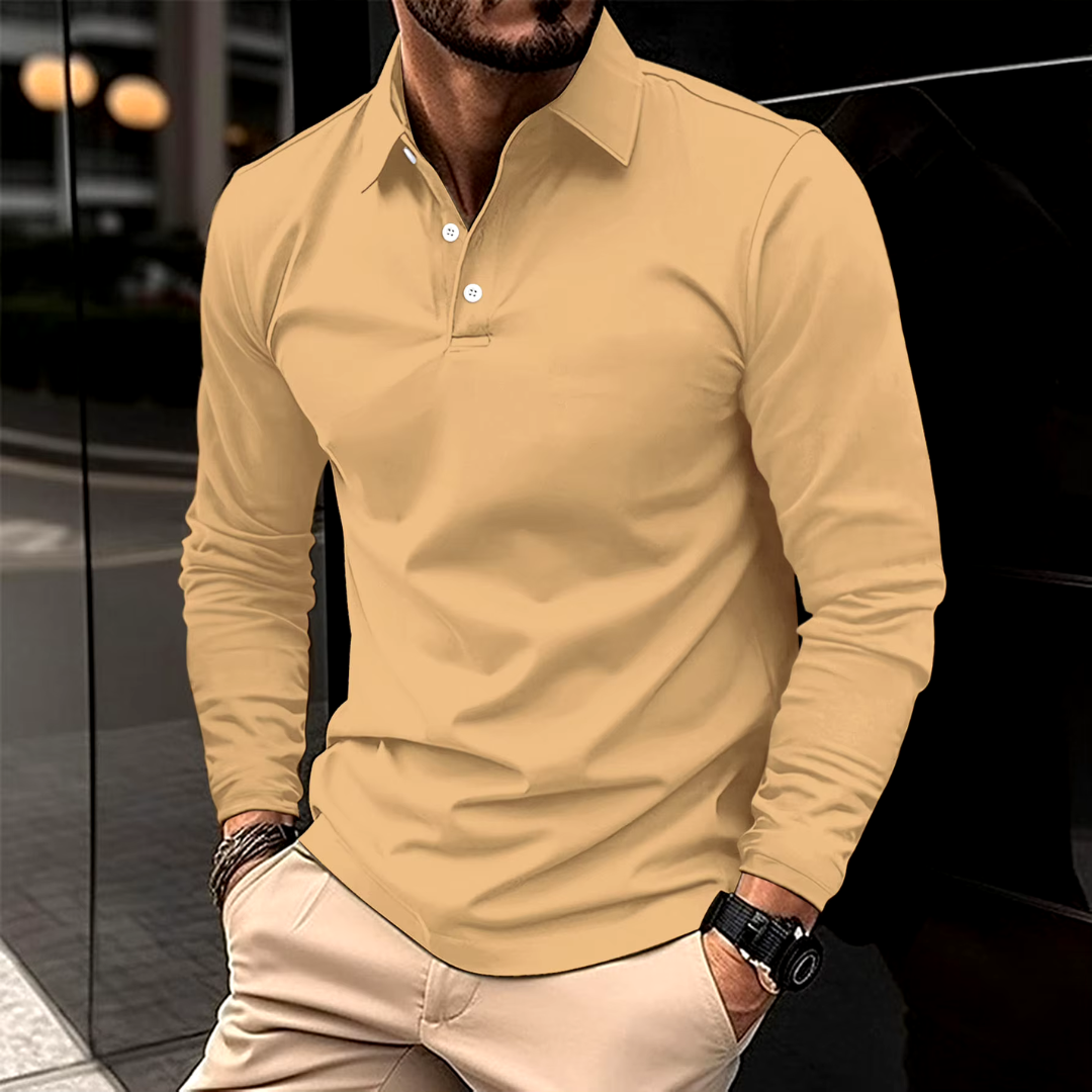 Long Sleeve Collared Polo Shirt for Men