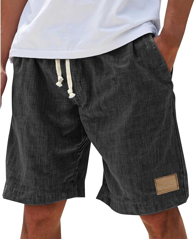 Relaxed Fit Linen Shorts for Men