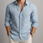 Linen Blend Button-Down Shirt for Men