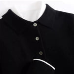 Button-Down Knit Polo Shirt for Men - Black