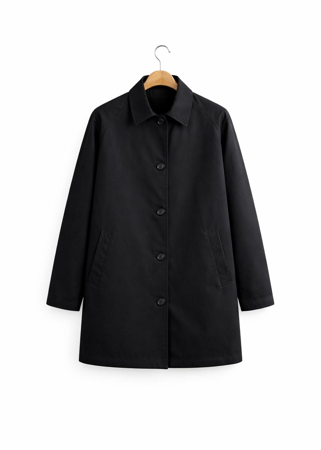Button-Down Overcoat for Men - Zwart