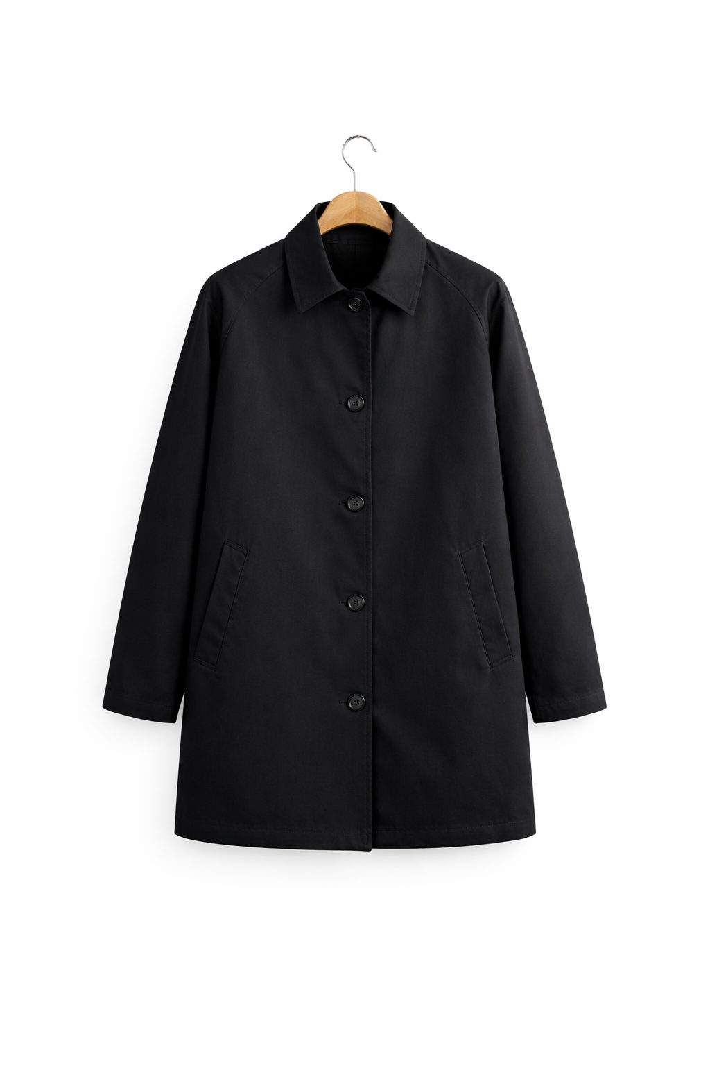 Button-Down Overcoat for Men - Zwart