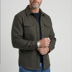 Button-Down Overshirt with Chest Pockets for Men - Army Green