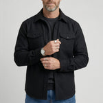 Button-Down Overshirt with Chest Pockets for Men - Black