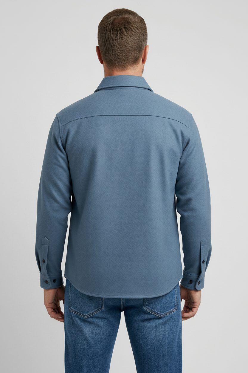 Button-Down Overshirt with Chest Pockets for Men - View 2