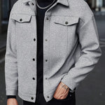 Button-Front Overshirt for Men - Grey