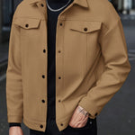 Button-Front Overshirt for Men - Brown