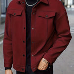 Button-Front Overshirt for Men - Red