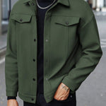 Button-Front Overshirt for Men - Green