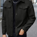 Button-Front Overshirt for Men - Black