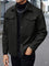 Button-Front Overshirt for Men - Black