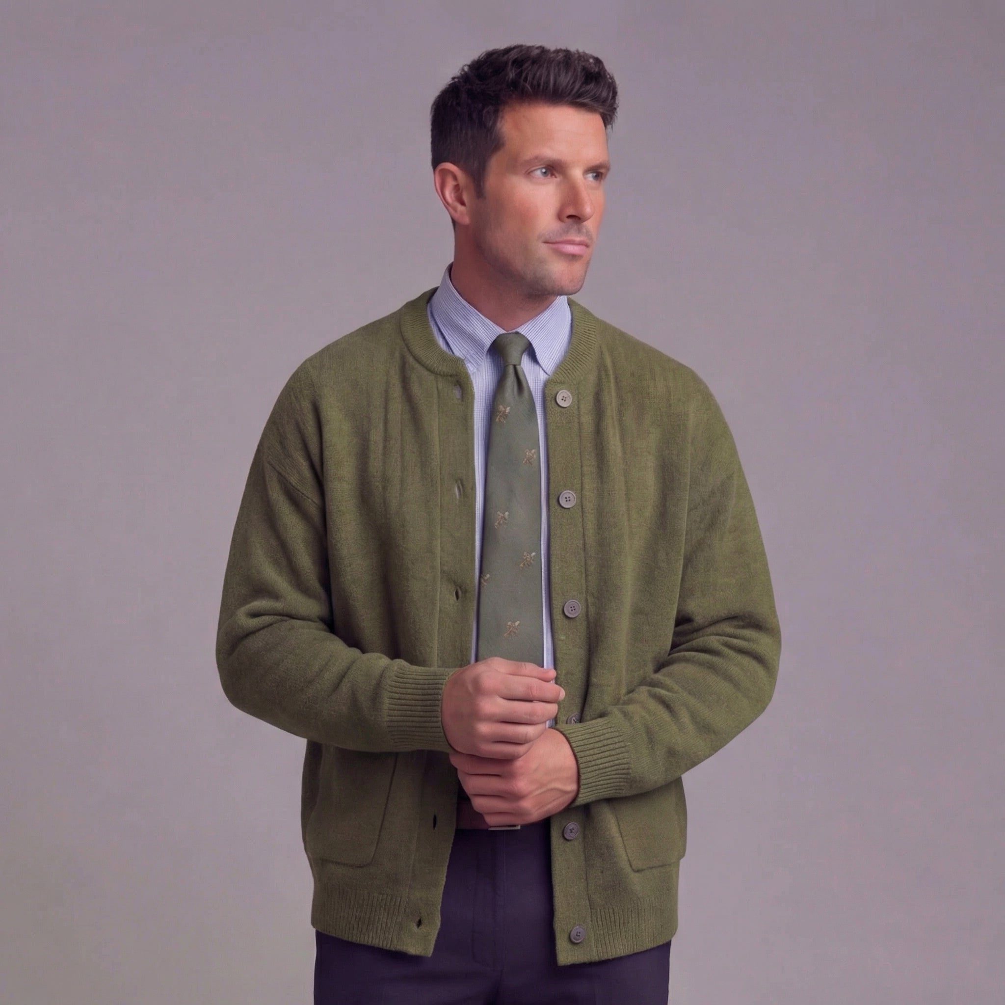 Button-Up Knit Cardigan for Men