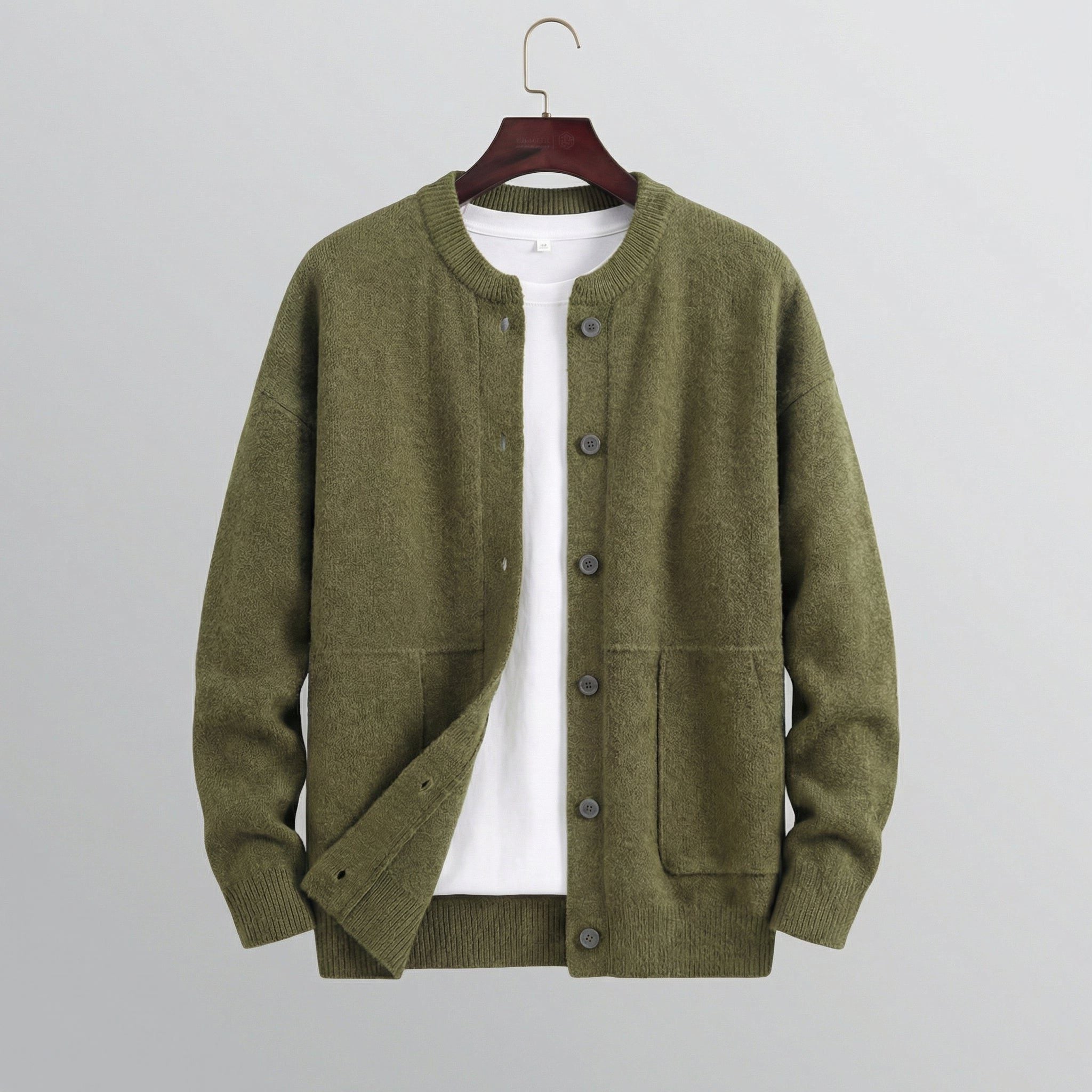 Button-Up Knit Cardigan for Men - Green