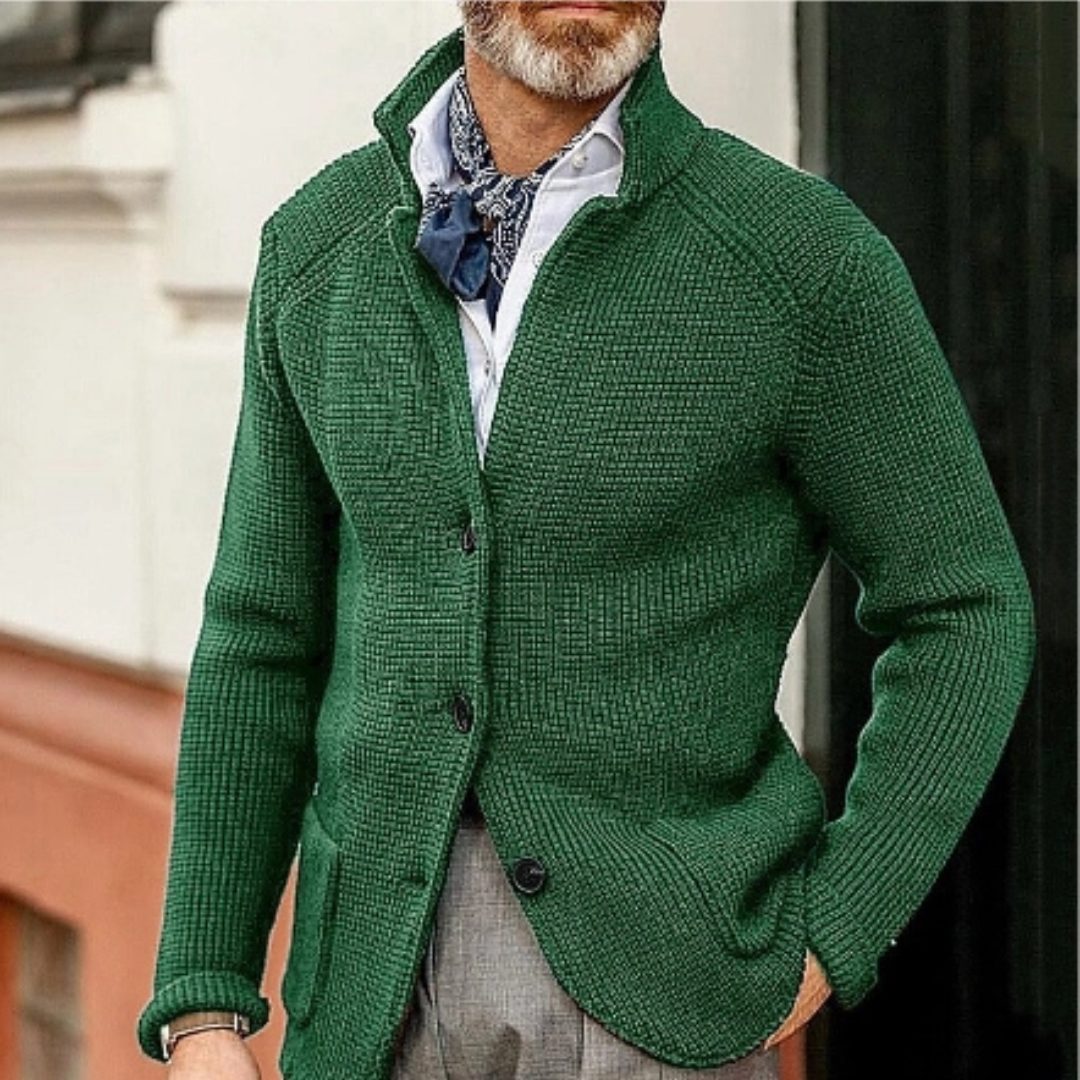 Button-Up Waffle Knit Cardigan for Men - View 12