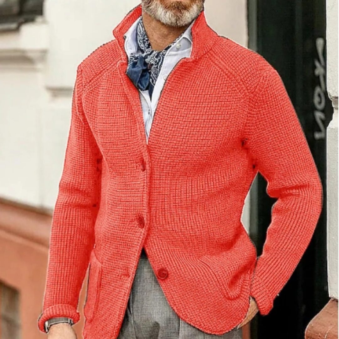 Button-Up Waffle Knit Cardigan for Men - View 13