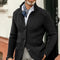 Button-Up Waffle Knit Cardigan for Men - Black