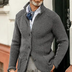 Button-Up Waffle Knit Cardigan for Men - Grey