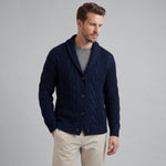 Cable Knit Cardigan with Shawl Collar for Men