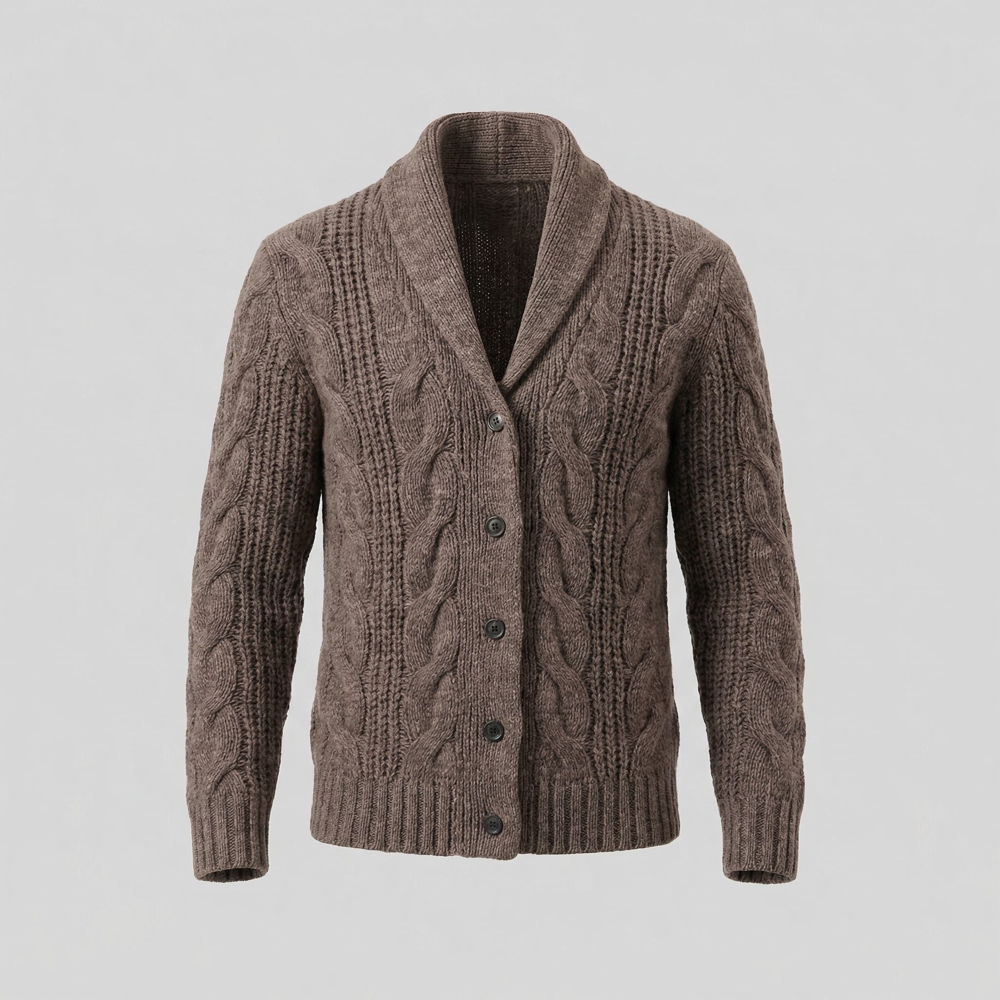 Cable Knit Cardigan with Shawl Collar for Men - View 10