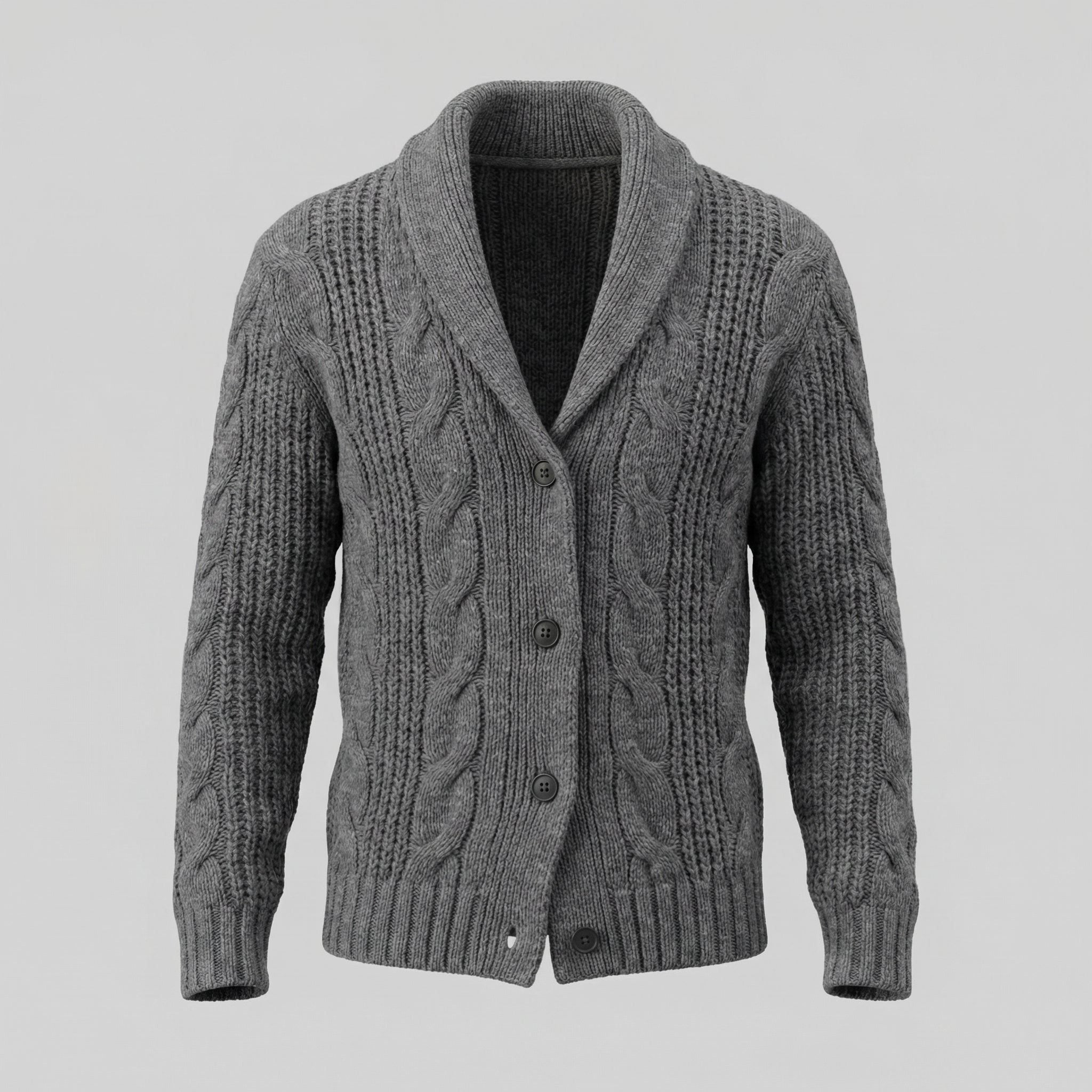 Cable Knit Cardigan with Shawl Collar for Men - View 15
