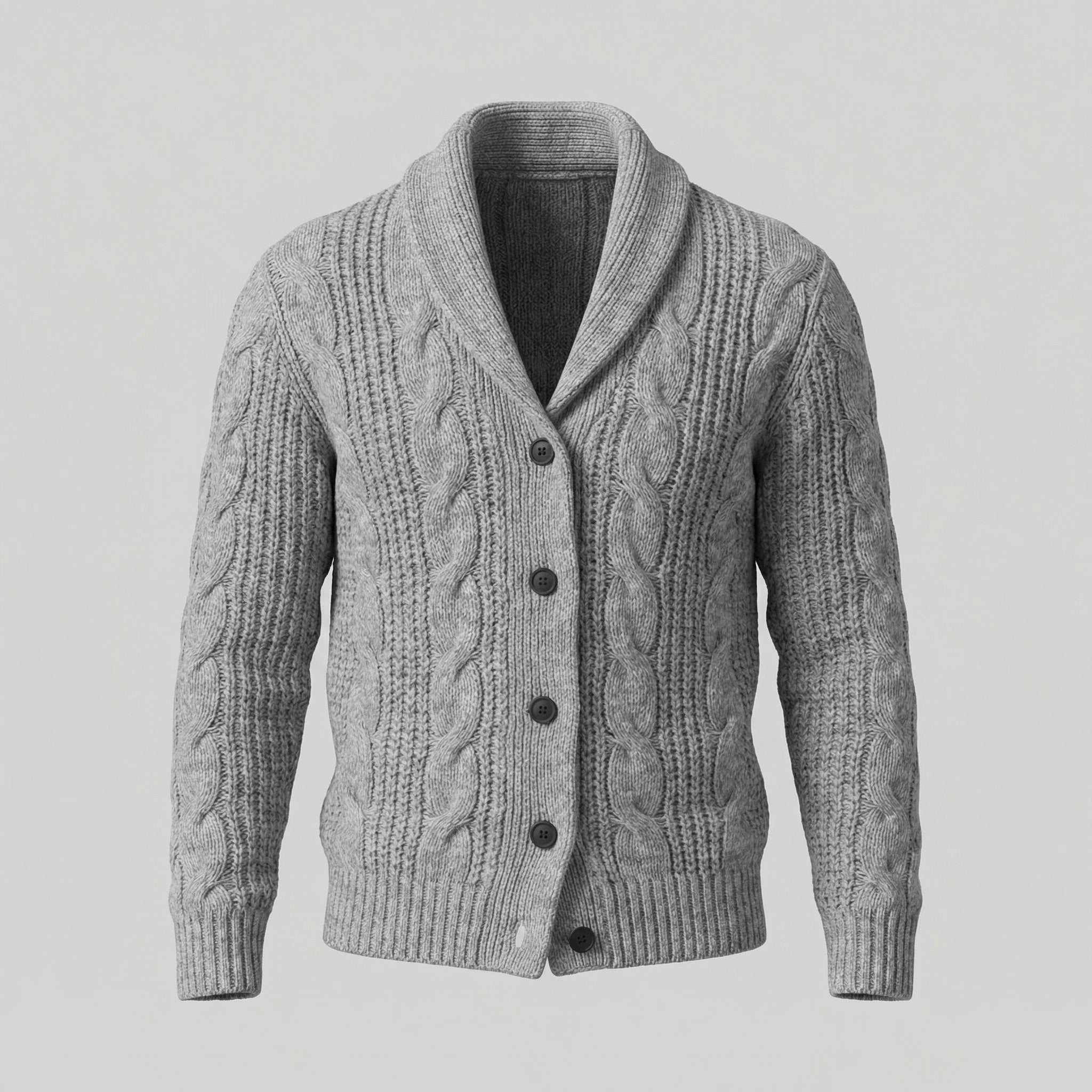 Cable Knit Cardigan with Shawl Collar for Men - View 20