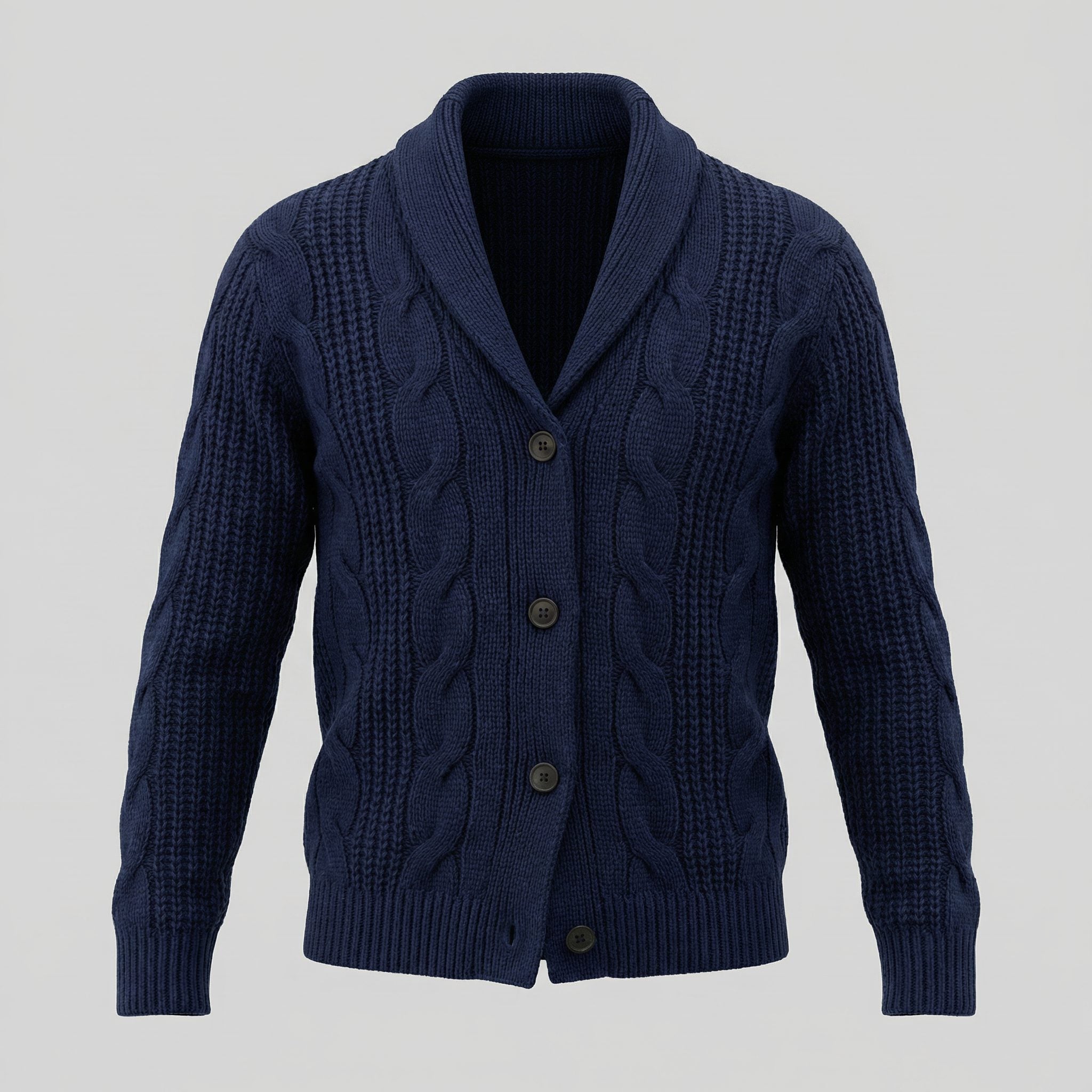 Cable Knit Cardigan with Shawl Collar for Men - View 5