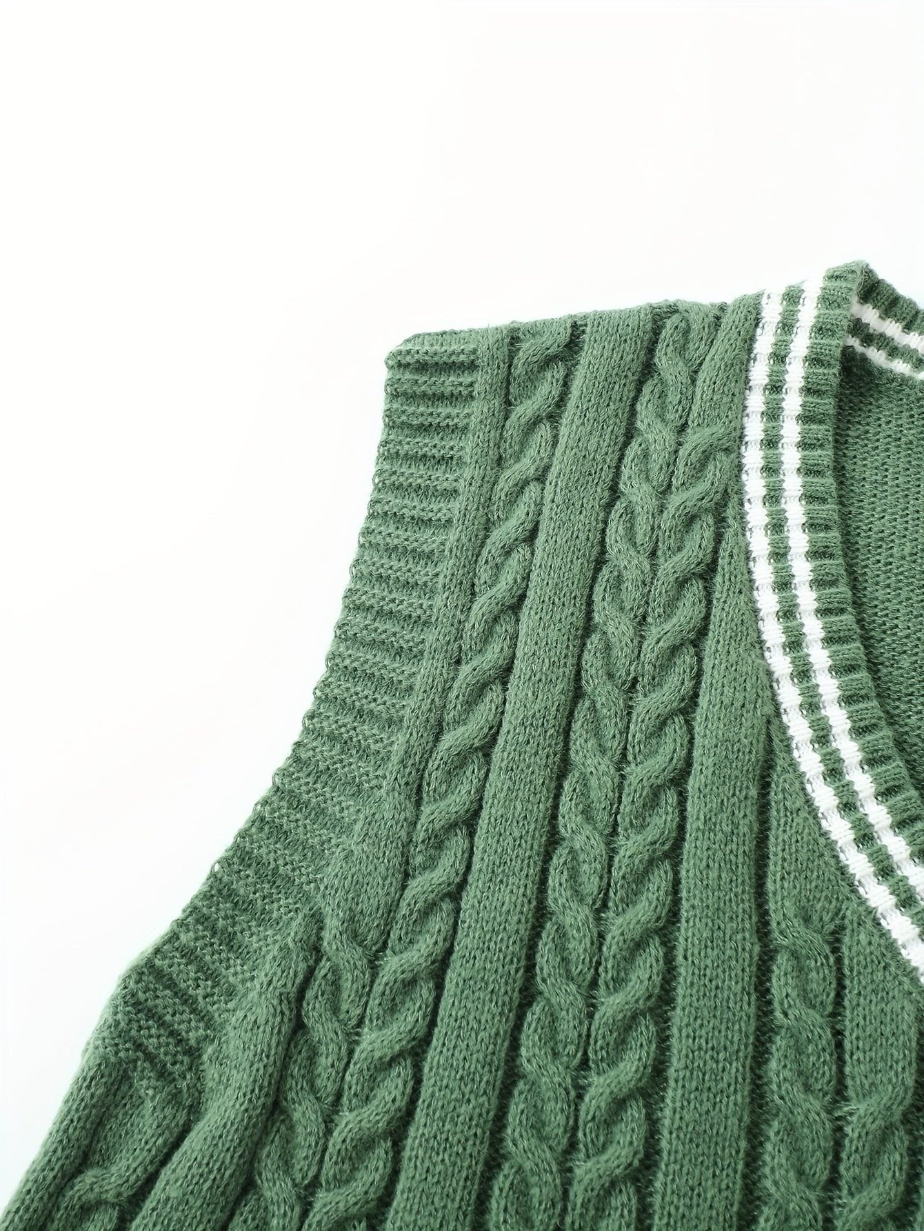 Cable Knit V-Neck Sweater Vest for Women - View 11