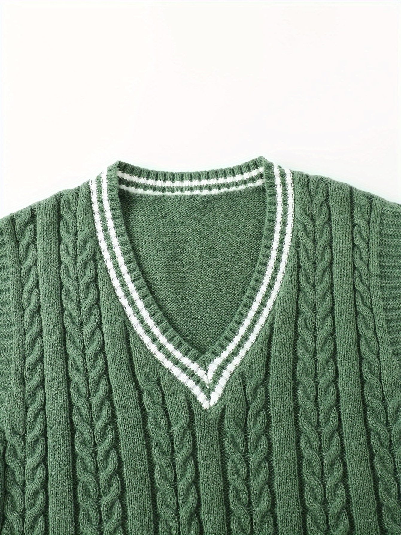 Cable Knit V-Neck Sweater Vest for Women - View 12