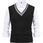Cable Knit V-Neck Sweater Vest for Women - Black