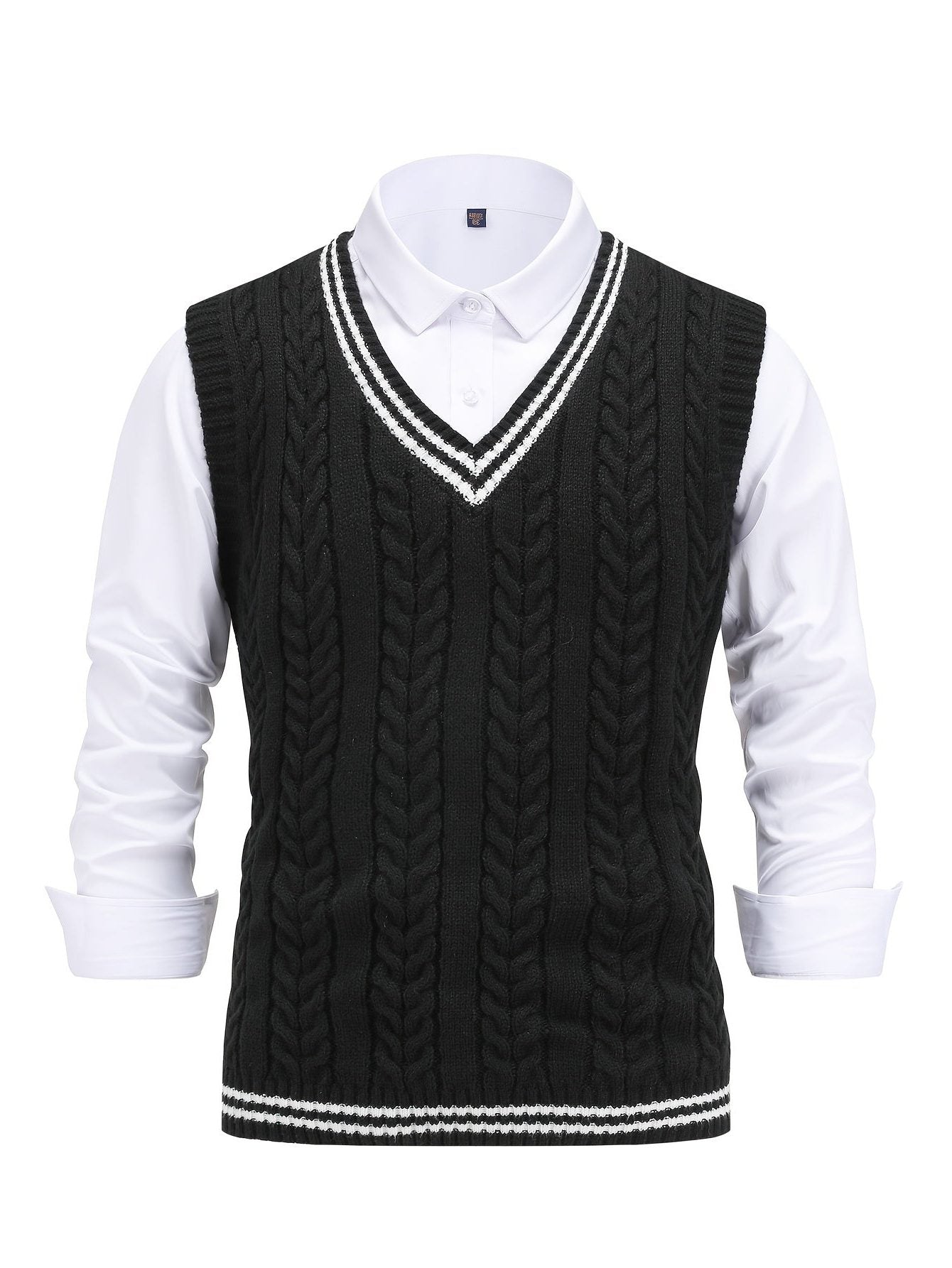 Cable Knit V-Neck Sweater Vest for Women - View 17