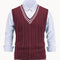 Cable Knit V-Neck Sweater Vest for Women - Burgundy