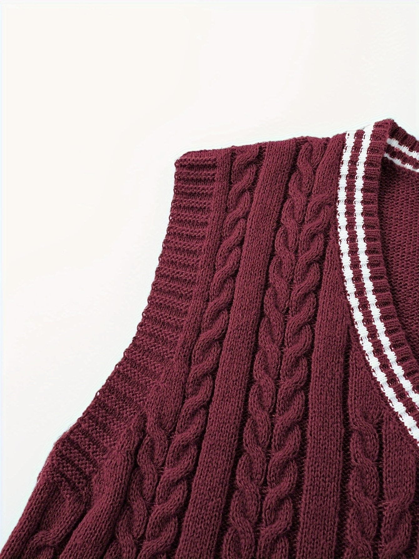 Cable Knit V-Neck Sweater Vest for Women - View 27