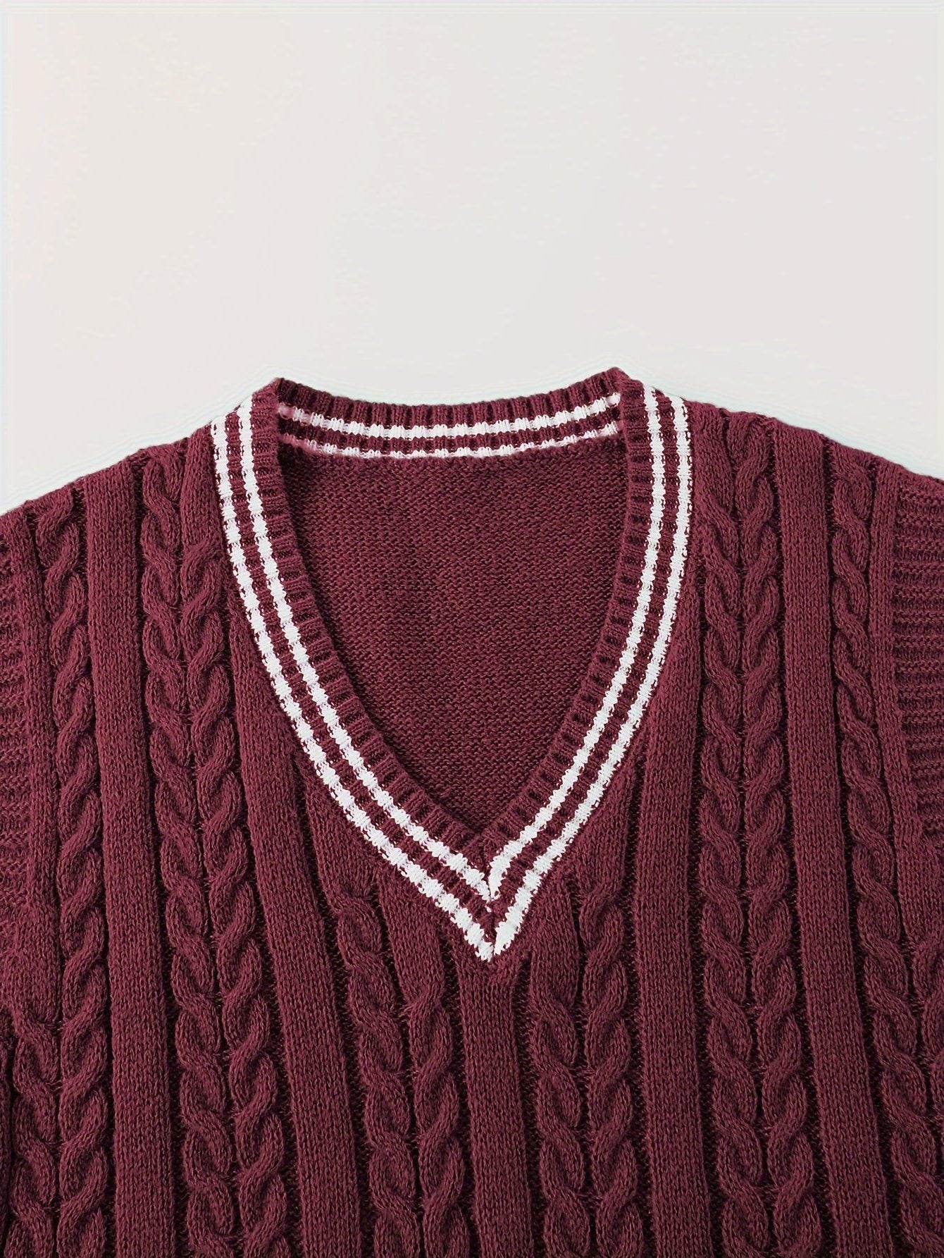 Cable Knit V-Neck Sweater Vest for Women - View 28