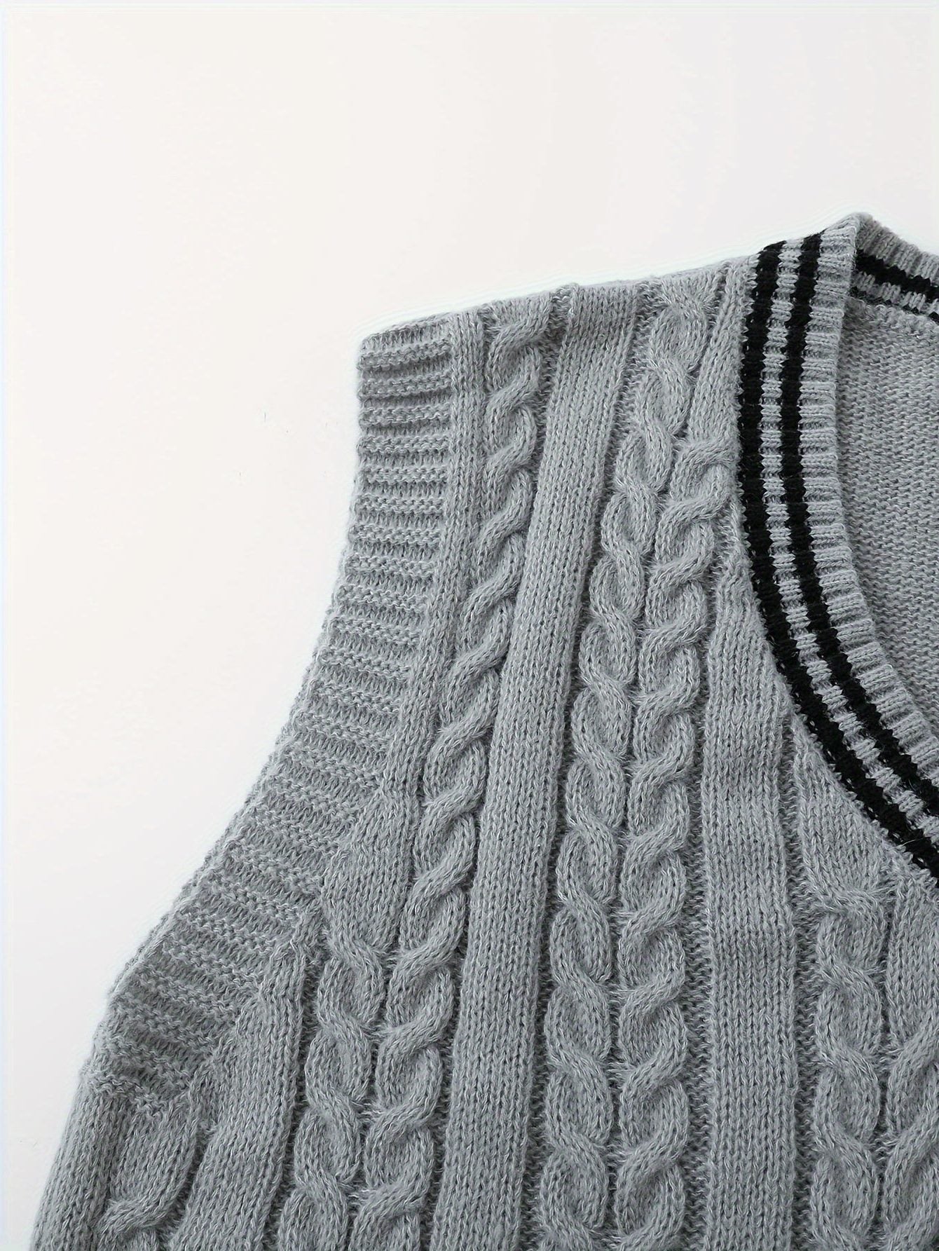 Cable Knit V-Neck Sweater Vest for Women - View 3