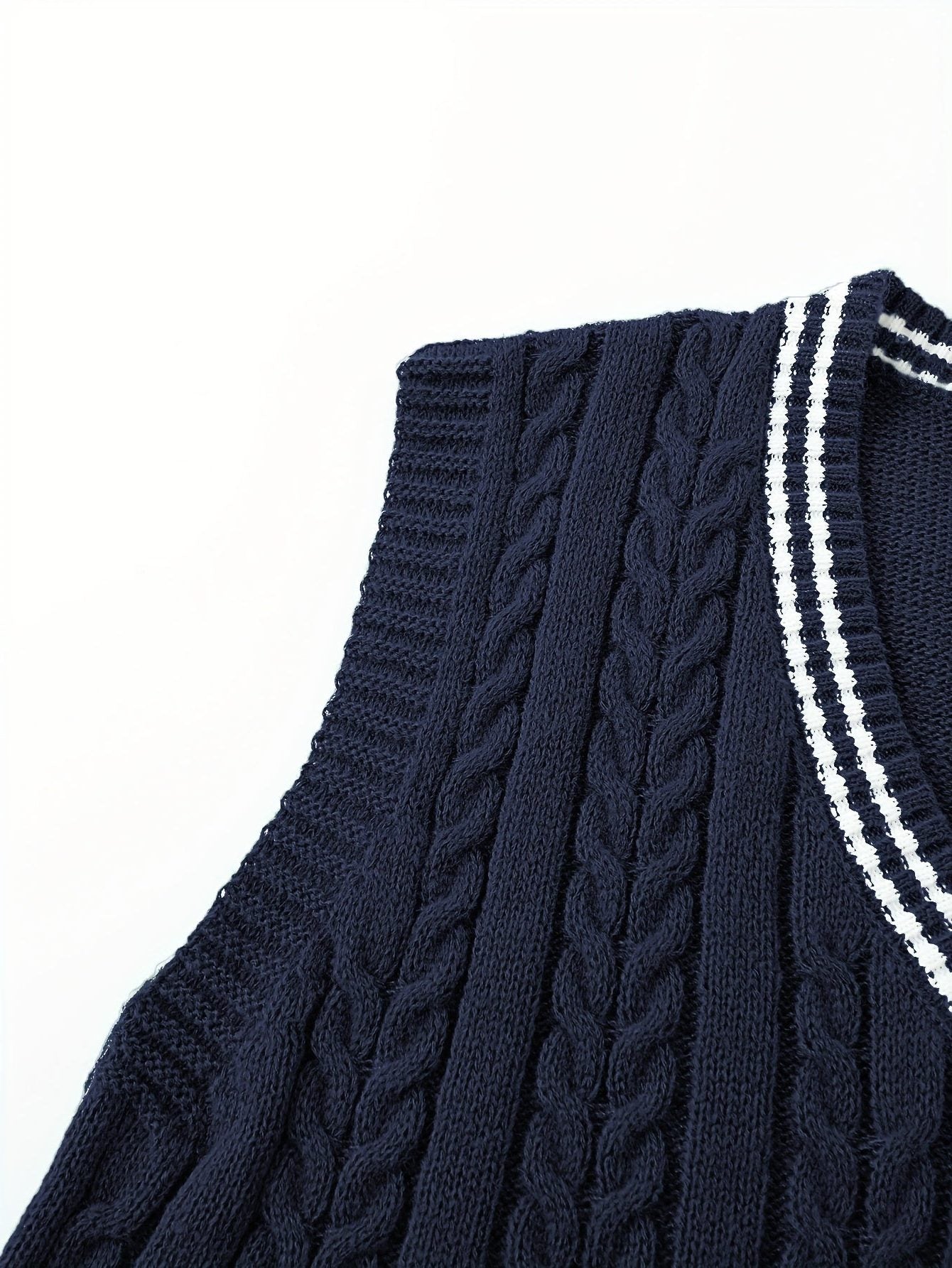 Cable Knit V-Neck Sweater Vest for Women - View 35