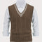 Cable Knit V-Neck Sweater Vest for Women - Coffee Brown
