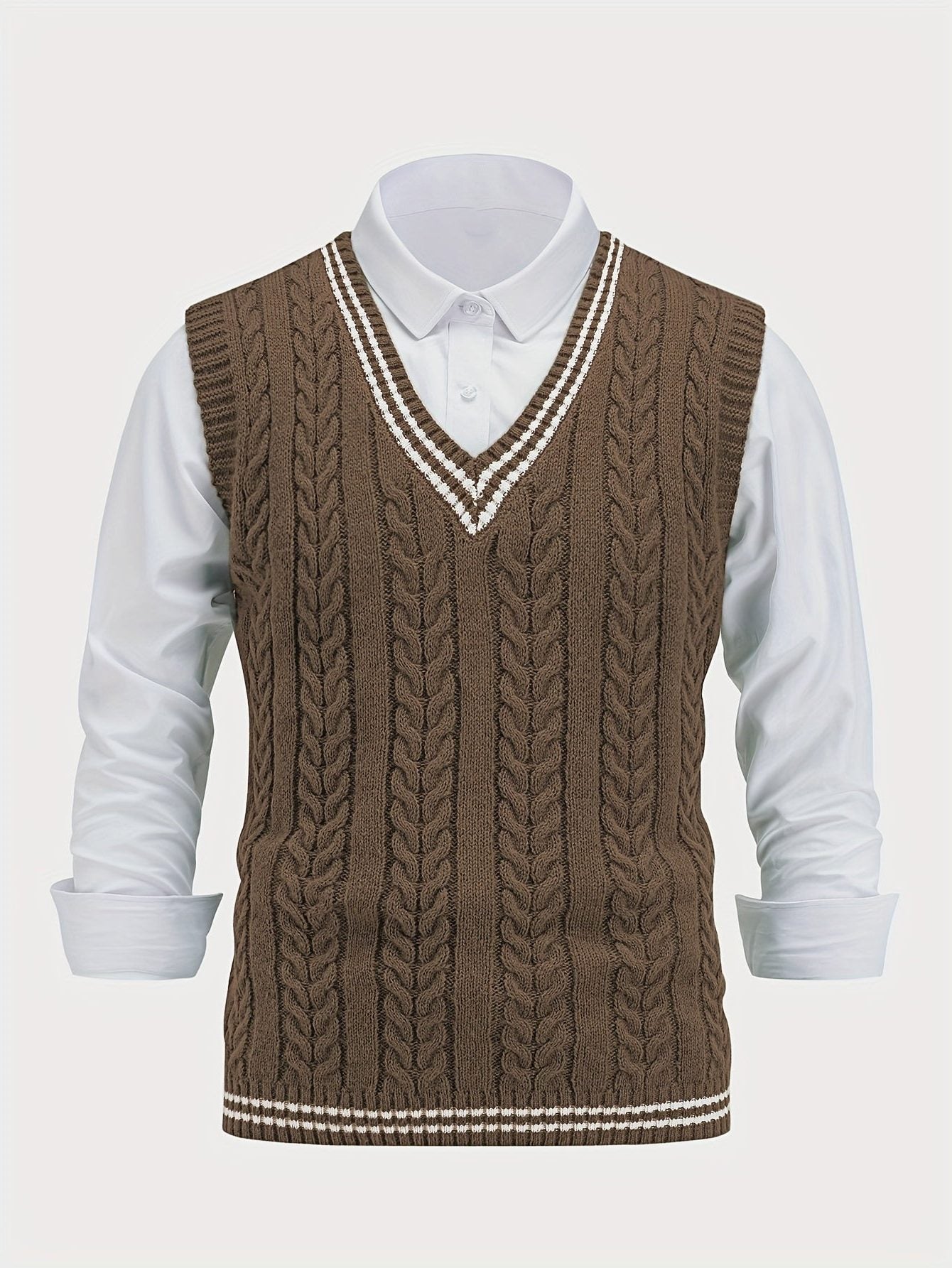 Cable Knit V-Neck Sweater Vest for Women - View 41