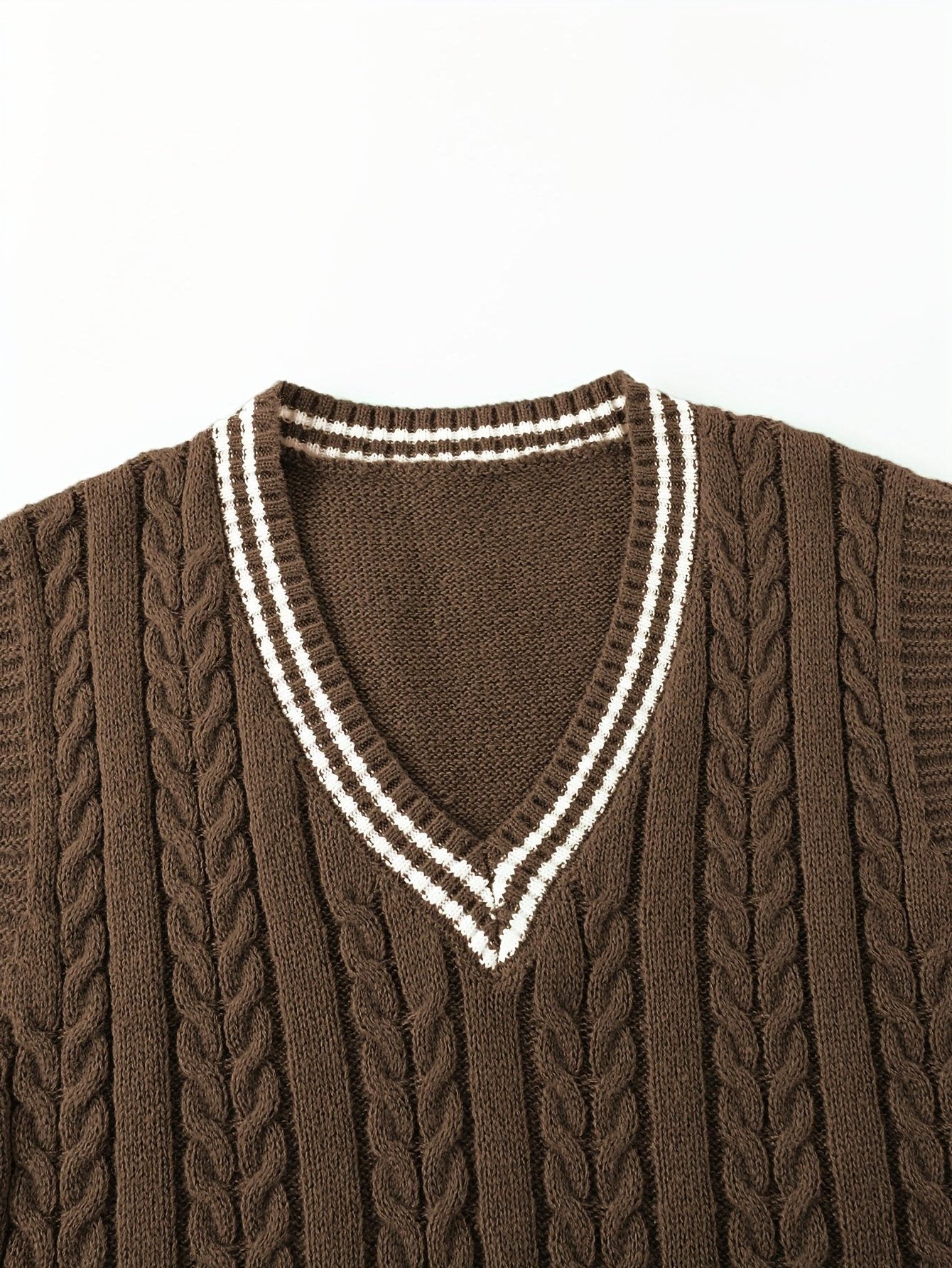 Cable Knit V-Neck Sweater Vest for Women - View 44