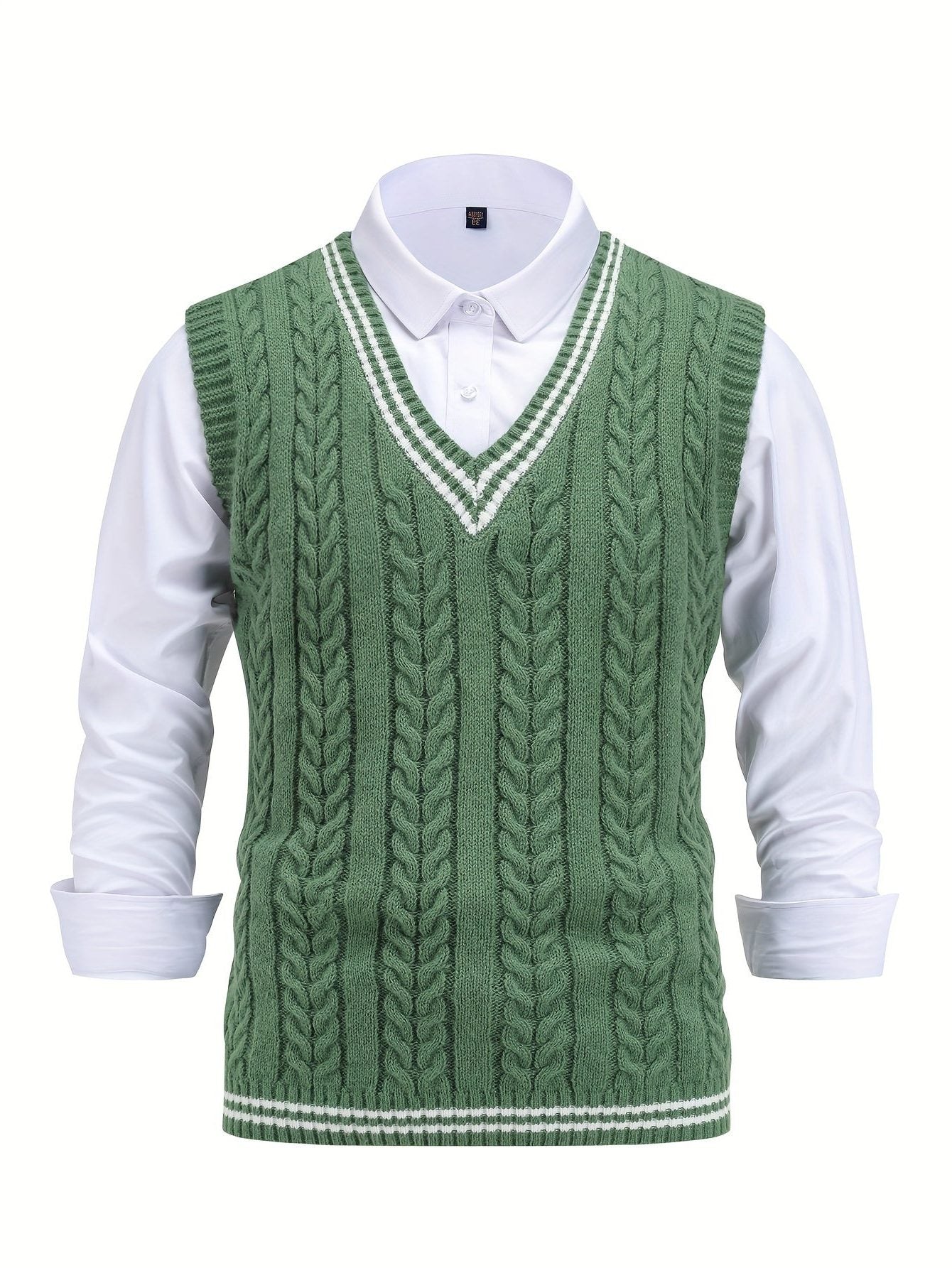 Cable Knit V-Neck Sweater Vest for Women - View 9
